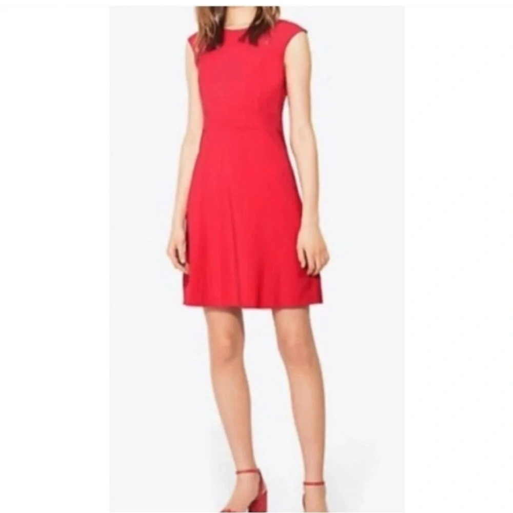 Tory Burch Megan Red Fit and Flare Dress Sleeveless Cocktail Party Dress Size 6